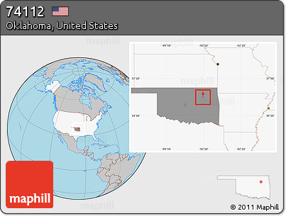 Gray Location Map of ZIP Code 74112, highlighted country, highlighted state