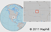 Gray Location Map of ZIP code 74112, highlighted county, hill shading