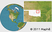 Satellite Location Map of ZIP code 74116, highlighted state