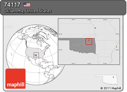 Blank Location Map of ZIP Code 74117, highlighted country, highlighted state