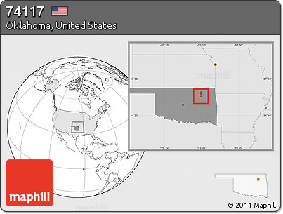 Blank Location Map of ZIP Code 74117, highlighted country, highlighted state