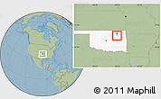 Savanna Style Location Map of ZIP code 74117, highlighted state, hill shading