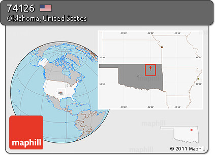 Gray Location Map of ZIP Code 74126, highlighted country, highlighted state