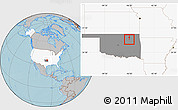 Gray Location Map of ZIP code 74126, highlighted country, highlighted state, hill shading