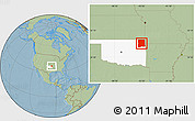Savanna Style Location Map of ZIP codes starting with 743, highlighted state, hill shading