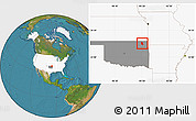 Satellite Location Map of ZIP code 74332, highlighted country, highlighted state