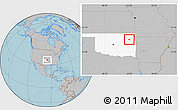 Gray Location Map of ZIP code 74337, highlighted state, hill shading
