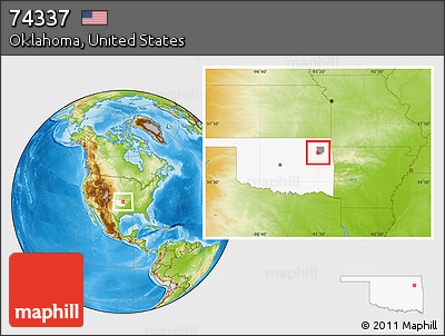 Physical Location Map of ZIP Code 74337, highlighted county, highlighted state