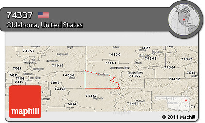 Shaded Relief Panoramic Map of ZIP Code 74337
