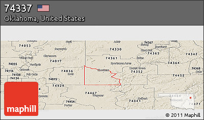 Shaded Relief Panoramic Map of ZIP Code 74337