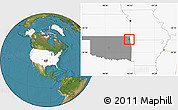 Satellite Location Map of ZIP code 74344, highlighted country, highlighted state