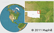 Satellite Location Map of ZIP code 74344, highlighted state