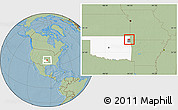 Savanna Style Location Map of ZIP code 74344, highlighted county, highlighted state, hill shading