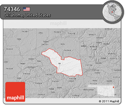 Gray 3D Map of ZIP Code 74346