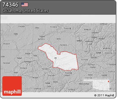 Gray 3D Map of ZIP Code 74346