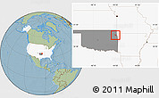 Savanna Style Location Map of ZIP code 74347, highlighted country, highlighted state, hill shading