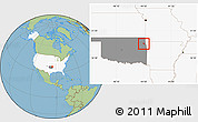 Savanna Style Location Map of ZIP code 74347, highlighted country, highlighted state