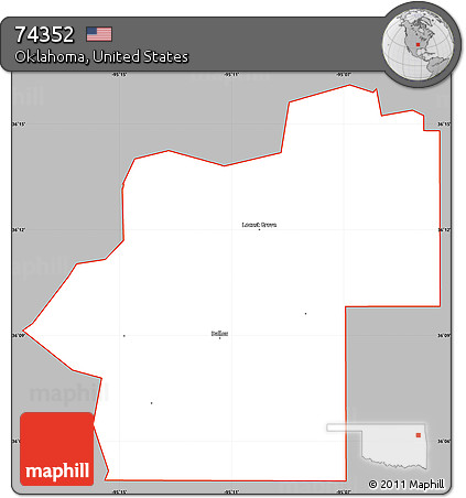 Gray Simple Map of ZIP Code 74352, cropped outside