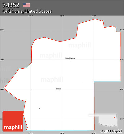 Gray Simple Map of ZIP Code 74352, cropped outside