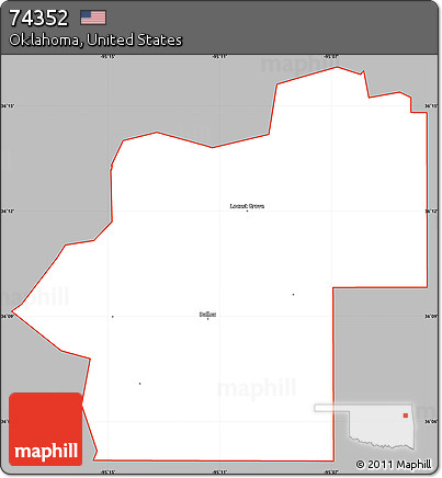 Gray Simple Map of ZIP Code 74352, cropped outside
