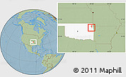 Savanna Style Location Map of ZIP code 74359, highlighted state, hill shading