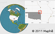 Satellite Location Map of ZIP code 74360, highlighted country, highlighted state