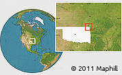 Satellite Location Map of ZIP code 74360, highlighted state
