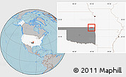 Gray Location Map of ZIP code 74369, highlighted country, highlighted state, hill shading