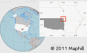 Gray Location Map of ZIP code 74370, highlighted country, highlighted state, hill shading