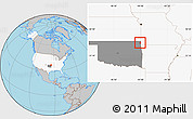 Gray Location Map of ZIP code 74370, highlighted country, highlighted state