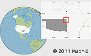 Savanna Style Location Map of ZIP code 74370, highlighted country, highlighted state
