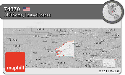 Gray Panoramic Map of ZIP Code 74370