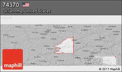 Gray Panoramic Map of ZIP Code 74370