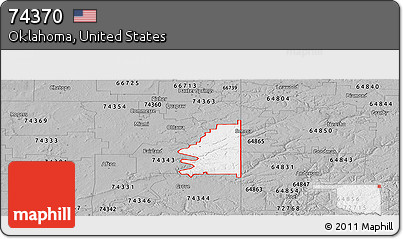 Gray Panoramic Map of ZIP Code 74370