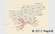 Classic Style 3D Map of ZIP codes starting with 744, single color outside