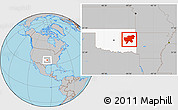 Gray Location Map of ZIP codes starting with 744, highlighted state