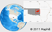 Shaded Relief Location Map of ZIP codes starting with 744, highlighted country, highlighted state