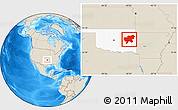 Shaded Relief Location Map of ZIP codes starting with 744, highlighted state