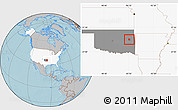 Gray Location Map of ZIP code 74403, highlighted country, highlighted state, hill shading