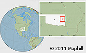 Savanna Style Location Map of ZIP code 74403, highlighted state, hill shading