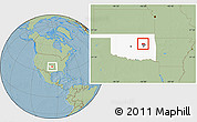 Savanna Style Location Map of ZIP code 74421, highlighted county, highlighted state, hill shading