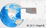 Shaded Relief Location Map of ZIP code 74421, highlighted country, highlighted state