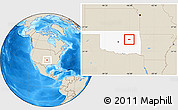 Shaded Relief Location Map of ZIP code 74421, highlighted state
