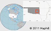 Gray Location Map of ZIP code 74425, highlighted country, highlighted state, hill shading