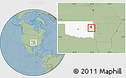 Savanna Style Location Map of ZIP code 74427, highlighted county, highlighted state, hill shading