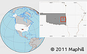 Gray Location Map of ZIP code 74440, highlighted country, highlighted state