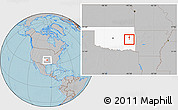 Gray Location Map of ZIP code 74440, highlighted state, hill shading