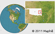 Satellite Location Map of ZIP code 74440, highlighted county, highlighted state