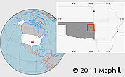 Gray Location Map of ZIP code 74441, highlighted country, highlighted state, hill shading
