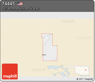 Classic Style 3D Map of ZIP Code 74445, single color outside